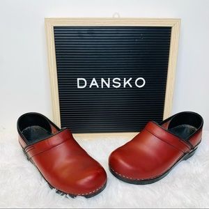 Dansko Classic Red Leather Clogs
